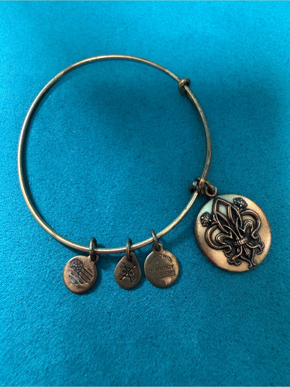 Alex and Ani Fleur de Lis Expandable Bangle Bracelet Rafaelian Gold Retired 2016